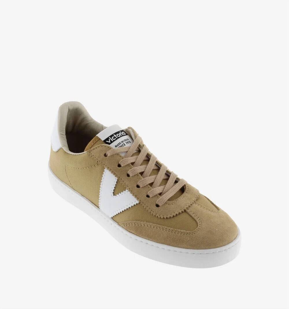 NEW VICTORIA women's berlin split leather nylon sneakers in taupe